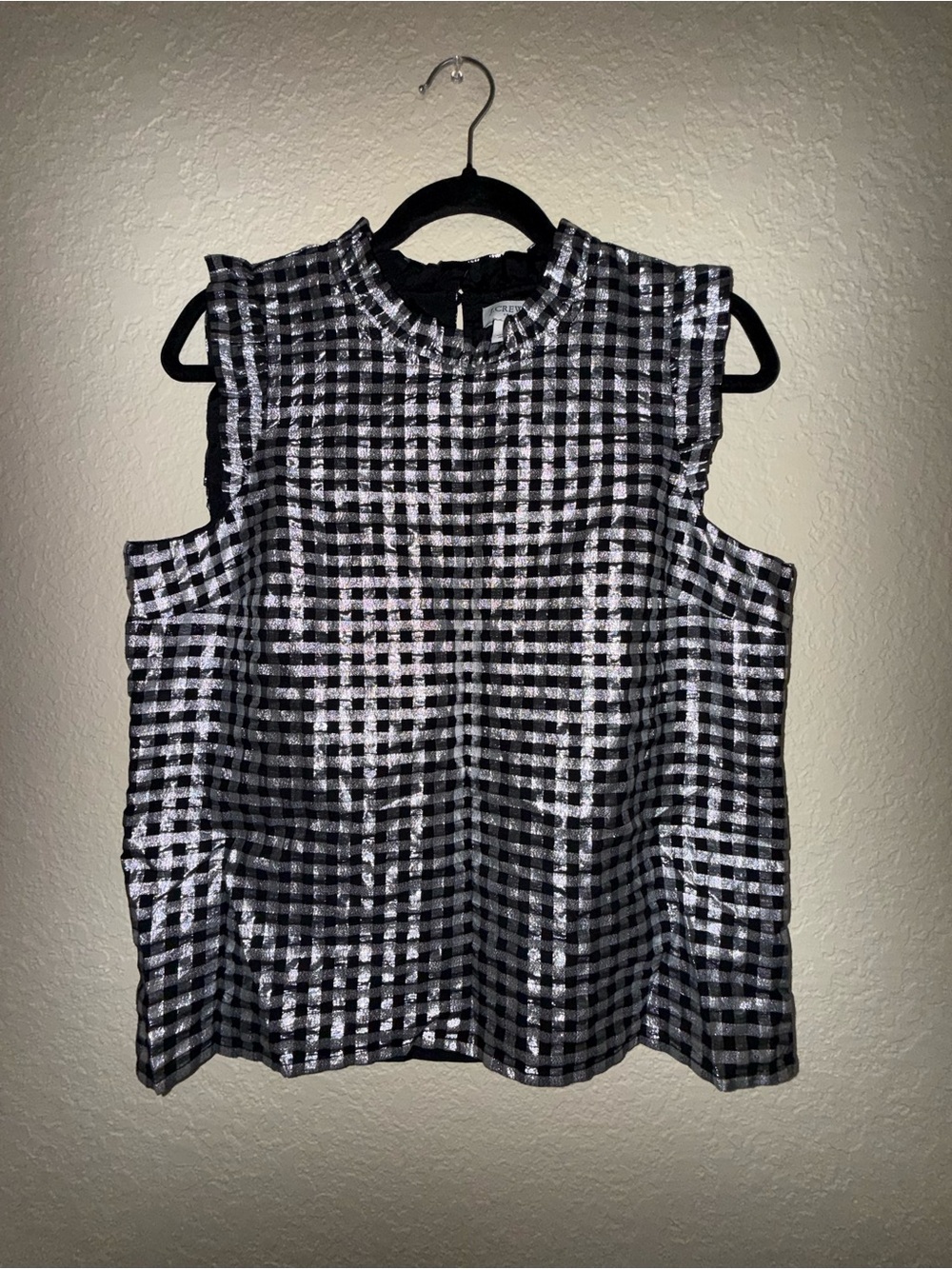 J. Crew Black & White Gingham Sleeveless Top